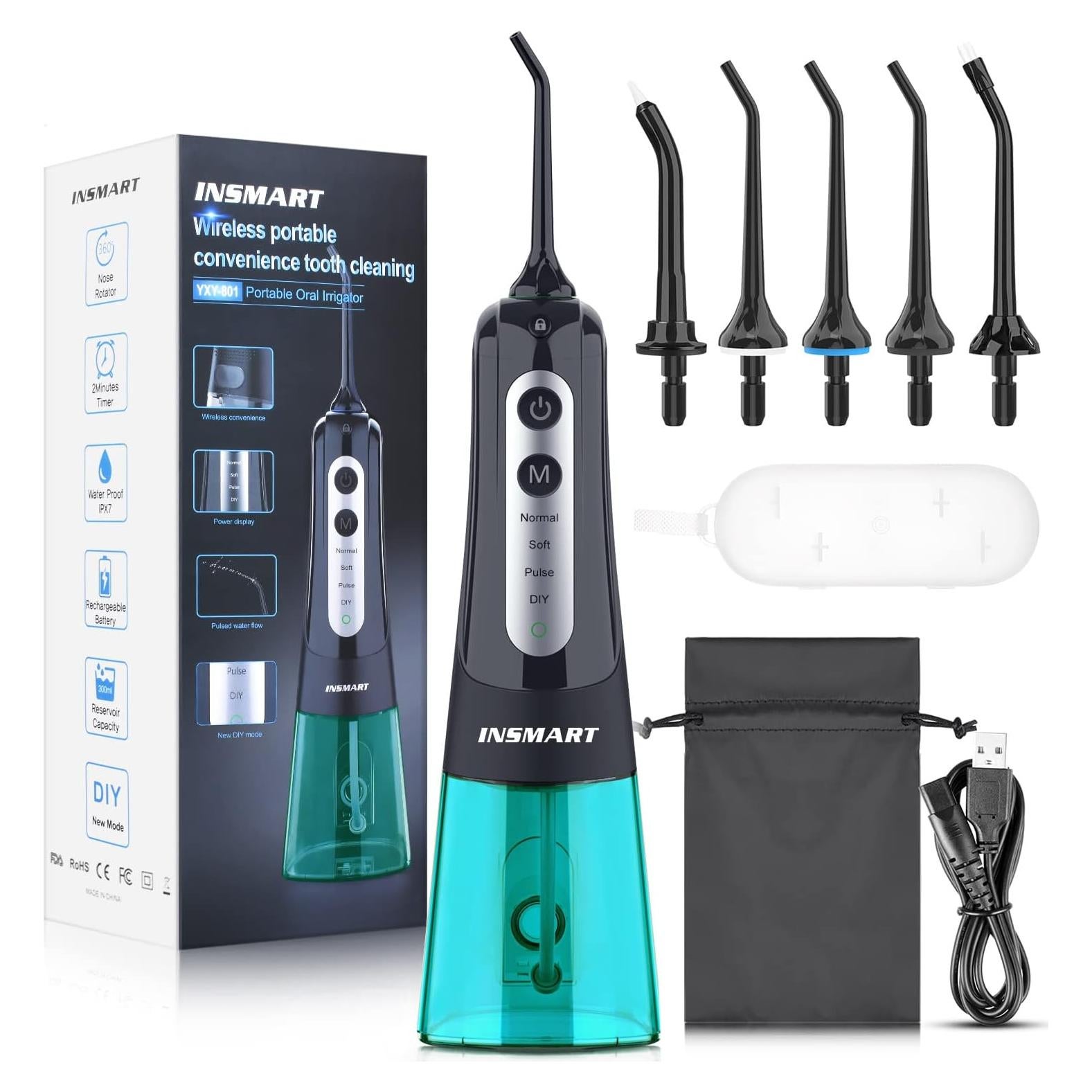 Irrigador Oral Inalámbrico INSMART 300ml 4 Modos Verde