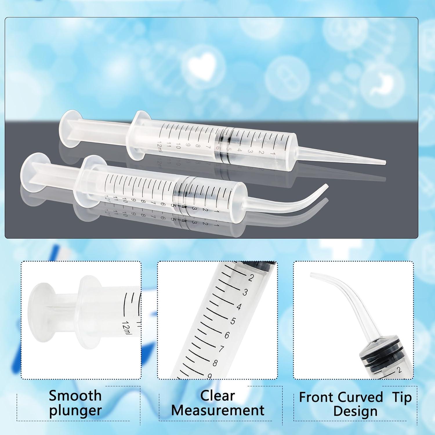 100 Jeringas de Plástico 12ml Conagel Punta Curva y Recta