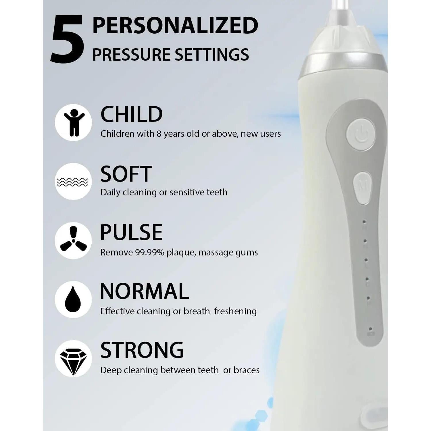 Irrigador bucal eléctrico Carepik BOI-012 300ml IPX7 5 modos