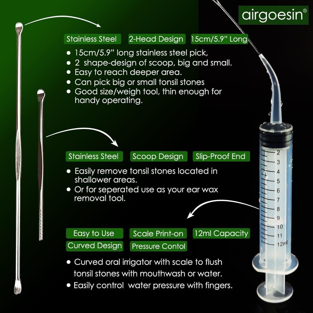 Extractor de Piedras de Amígdalas Airgoesin Azul con Luz LED