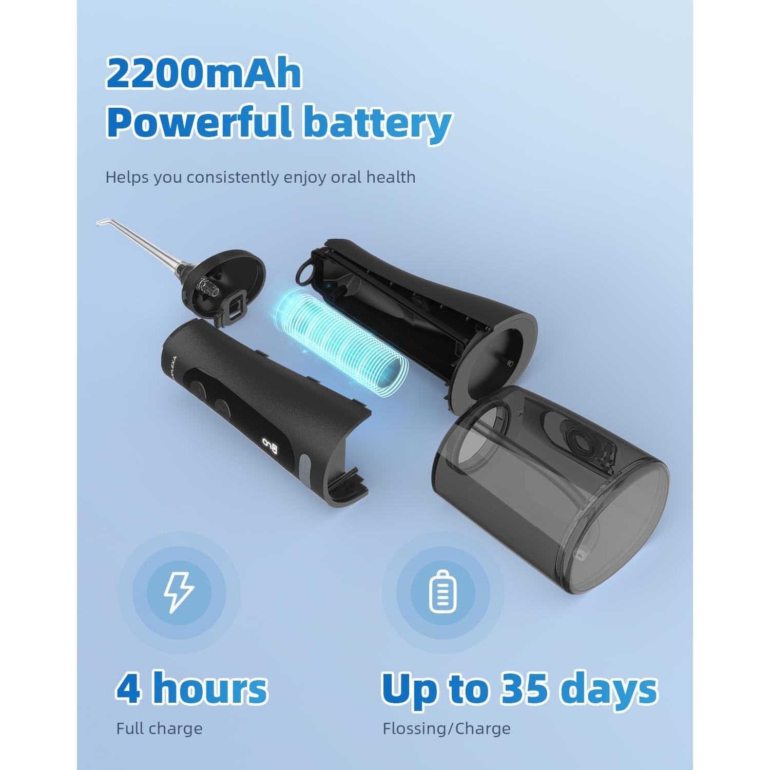 Irrigador Dental Inalámbrico Lumiflexa M131 300ML IPX7 Negro