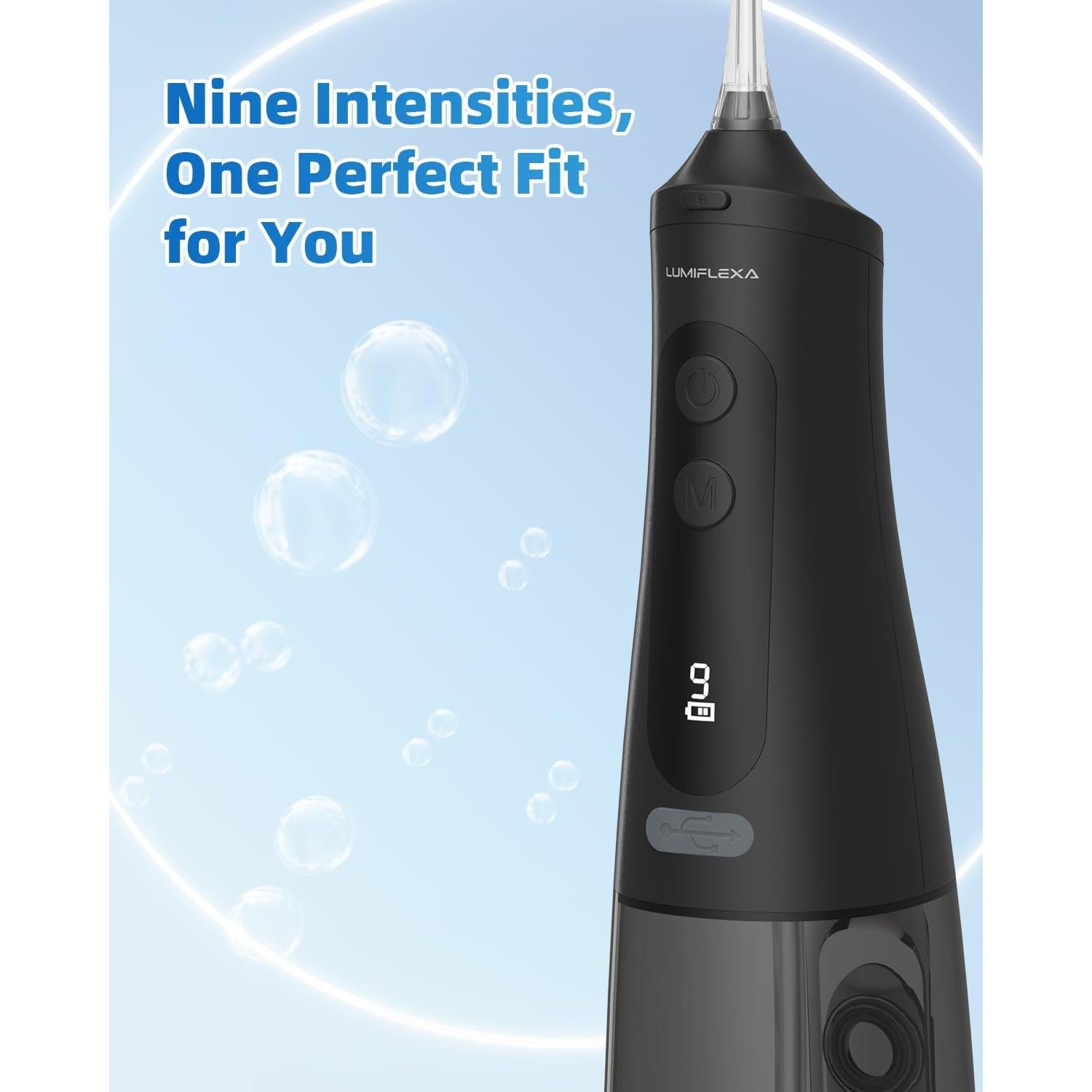 Irrigador Dental Inalámbrico Lumiflexa M131 300ML IPX7 Negro