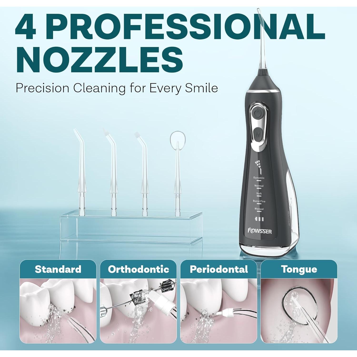 Hilo Dental de Agua Inalámbrico Flowsser L15 300ml 5 Modos