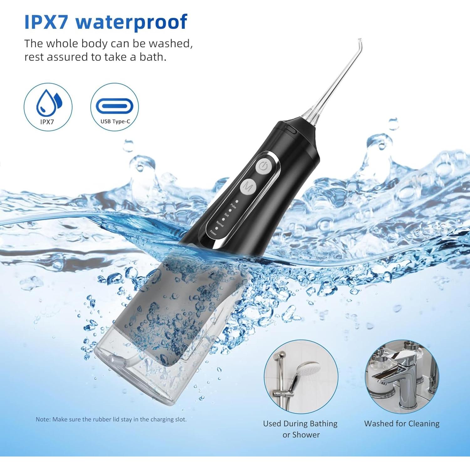 Irrigador Oral Eléctrico Reva M209 - 310ML, 4 Modos, Negro