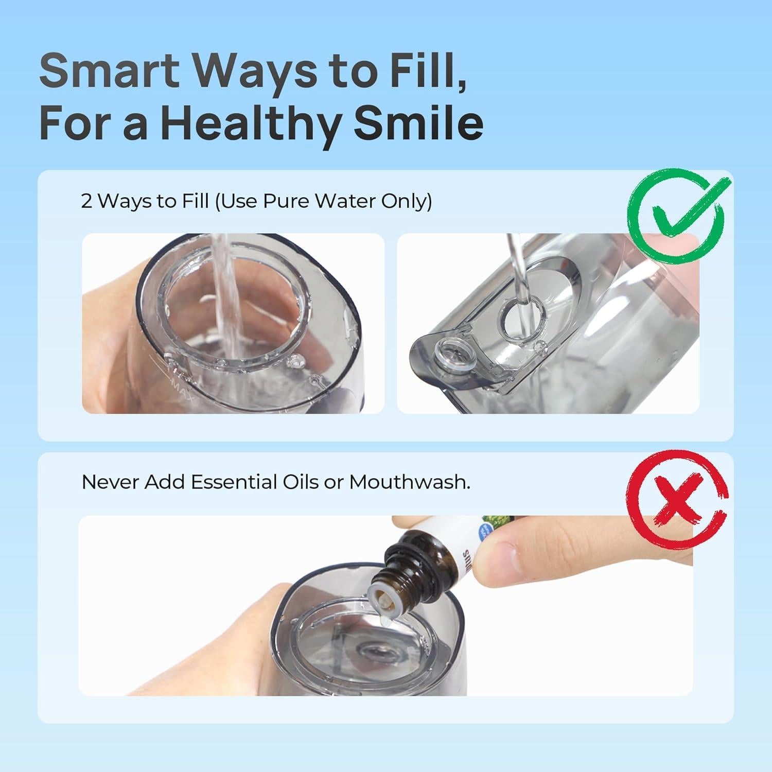 Irrigador Oral Inalámbrico Operan 300ml Rosa con 4 Modos