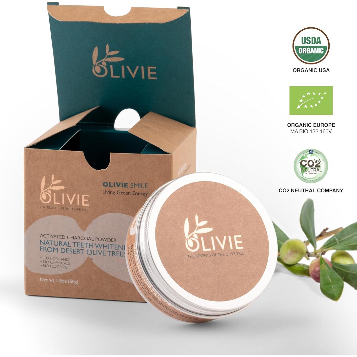 Polvo de Carbón Activado Orgánico Olivie para Blanquear Dientes 51 g