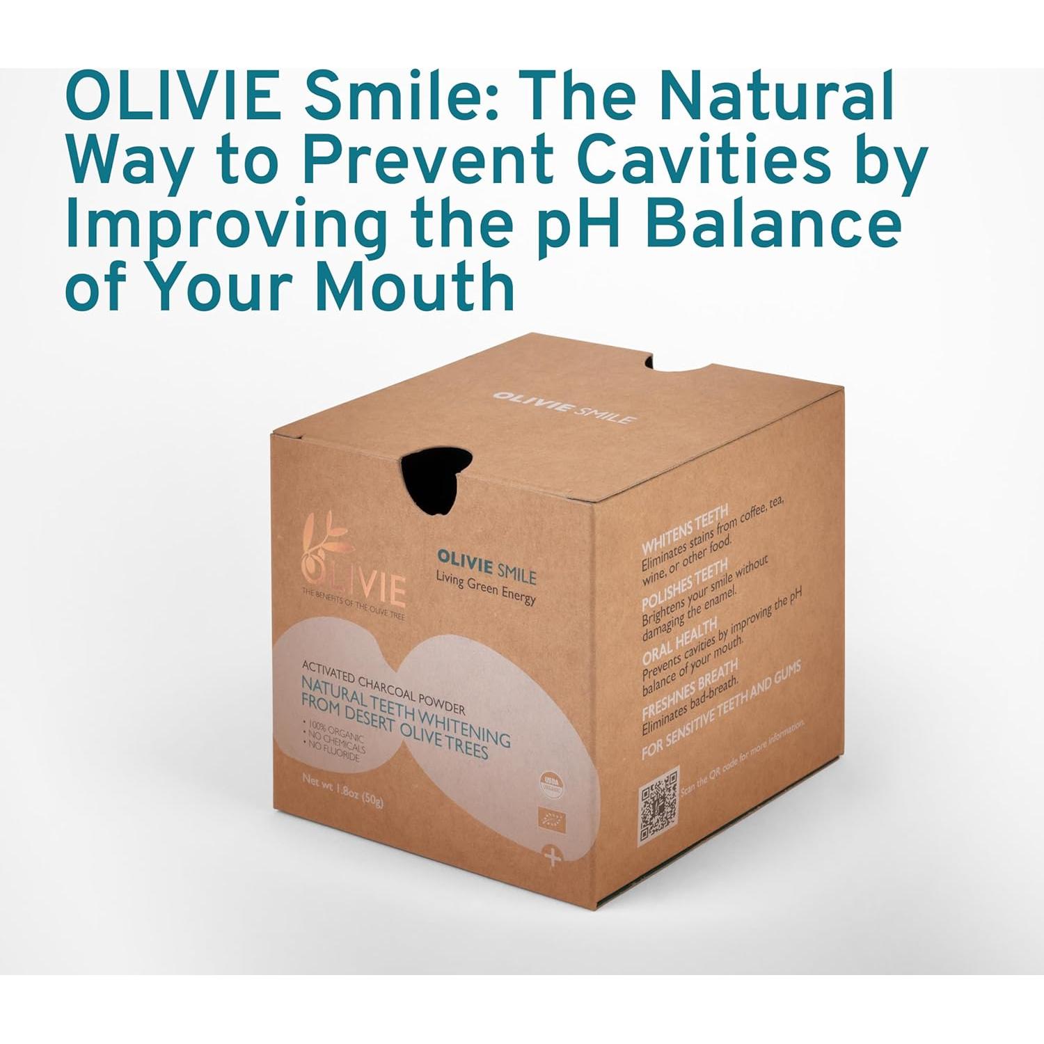 Polvo de Carbón Activado Orgánico Olivie para Blanquear Dientes 51 g