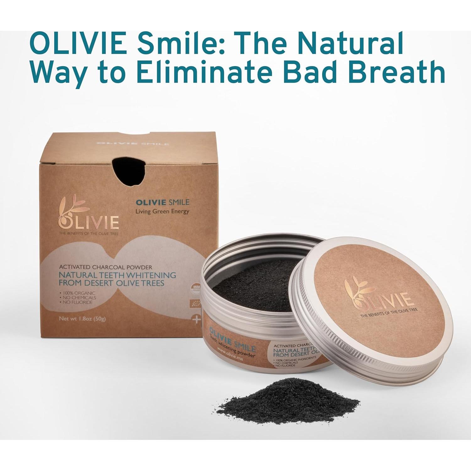 Polvo de Carbón Activado Orgánico Olivie para Blanquear Dientes 51 g