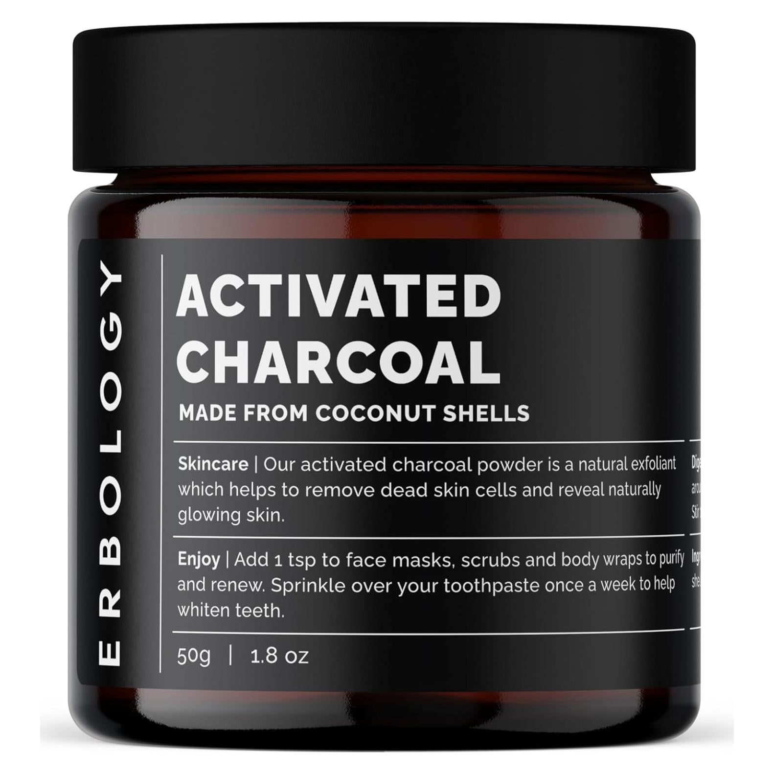 Polvo de Carbón Activado Erbology 90 g - Blanqueamiento Dental y Detox