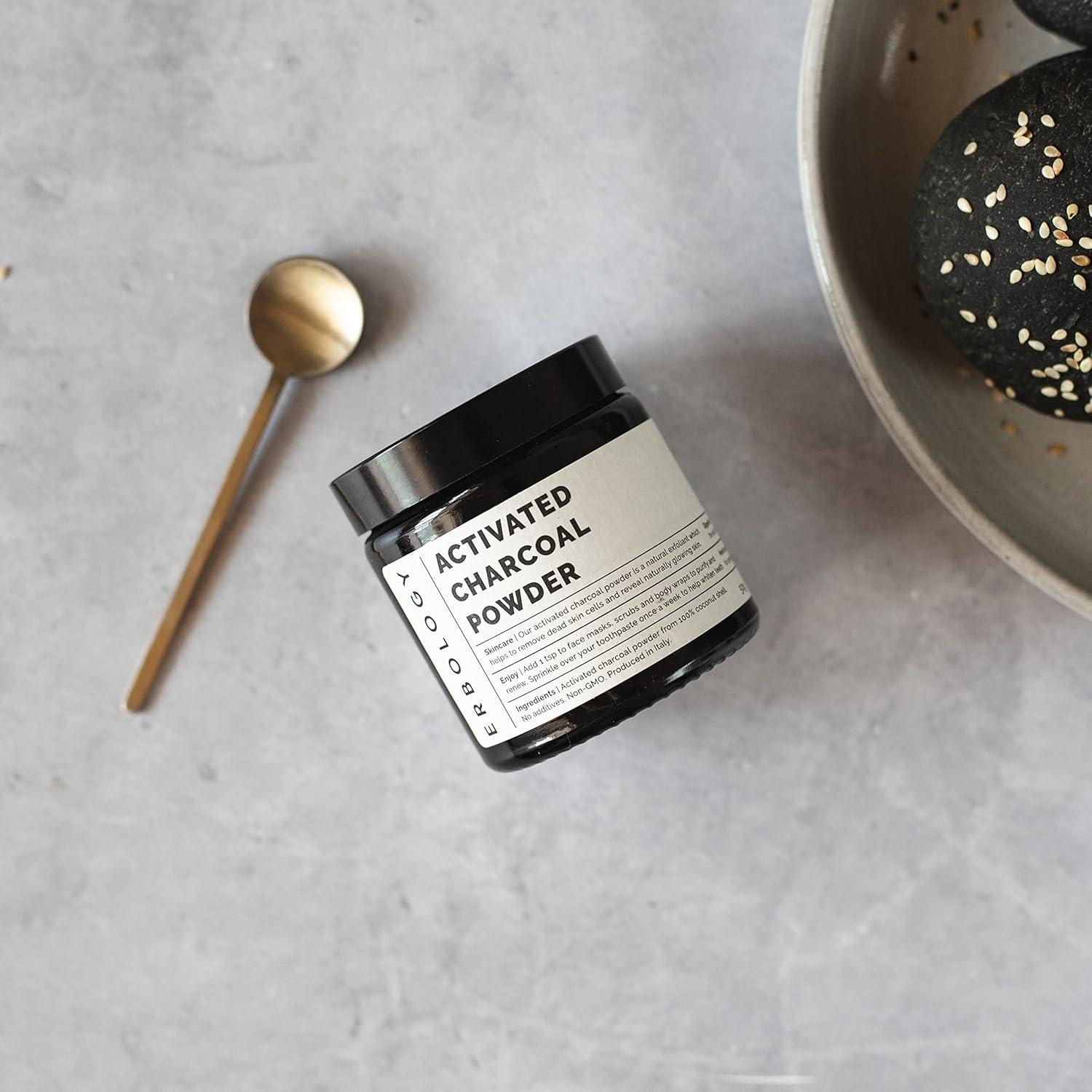 Polvo de Carbón Activado Erbology 90 g - Blanqueamiento Dental y Detox