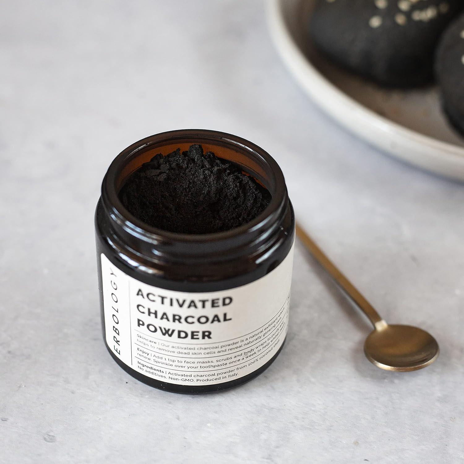 Polvo de Carbón Activado Erbology 90 g - Blanqueamiento Dental y Detox