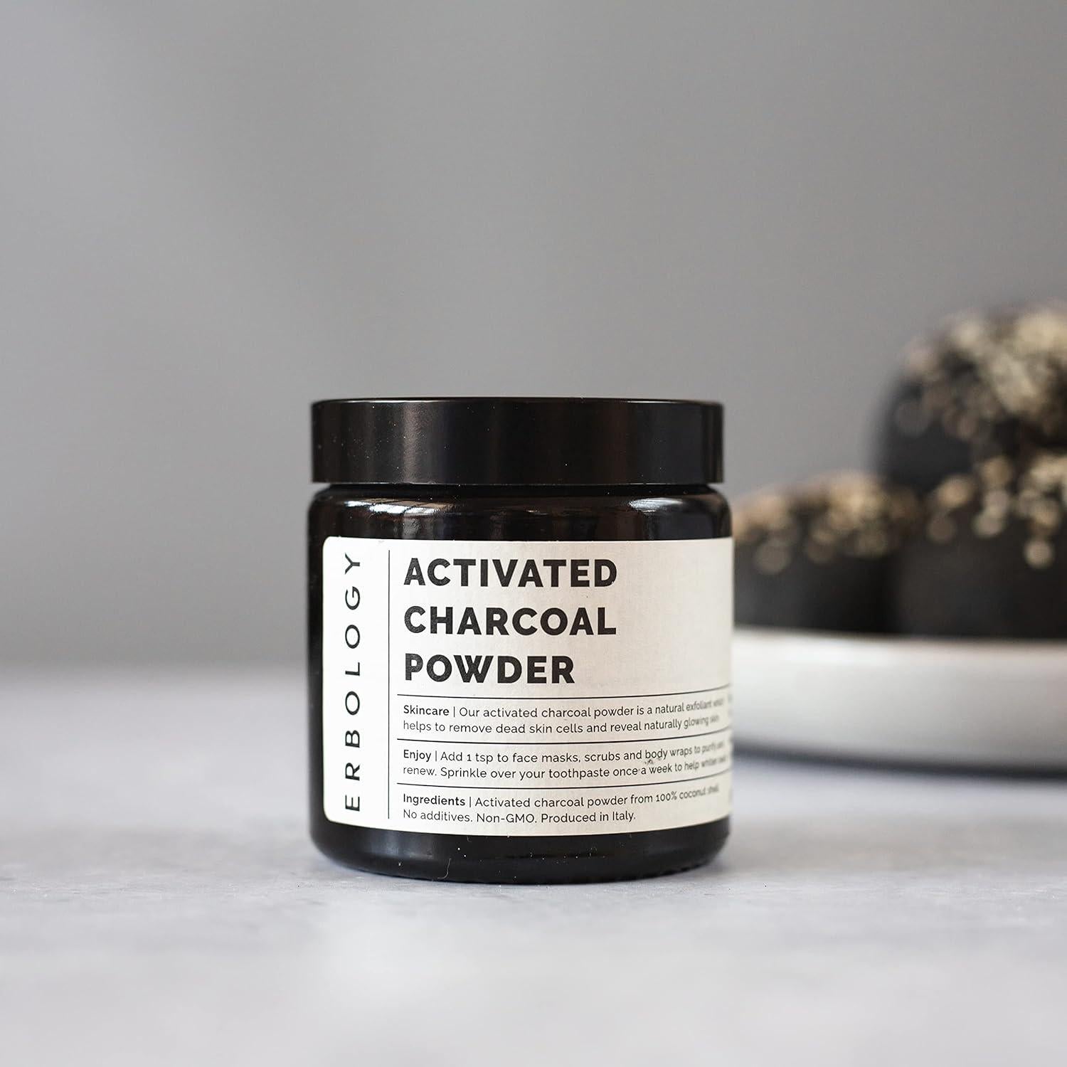 Polvo de Carbón Activado Erbology 90 g - Blanqueamiento Dental y Detox