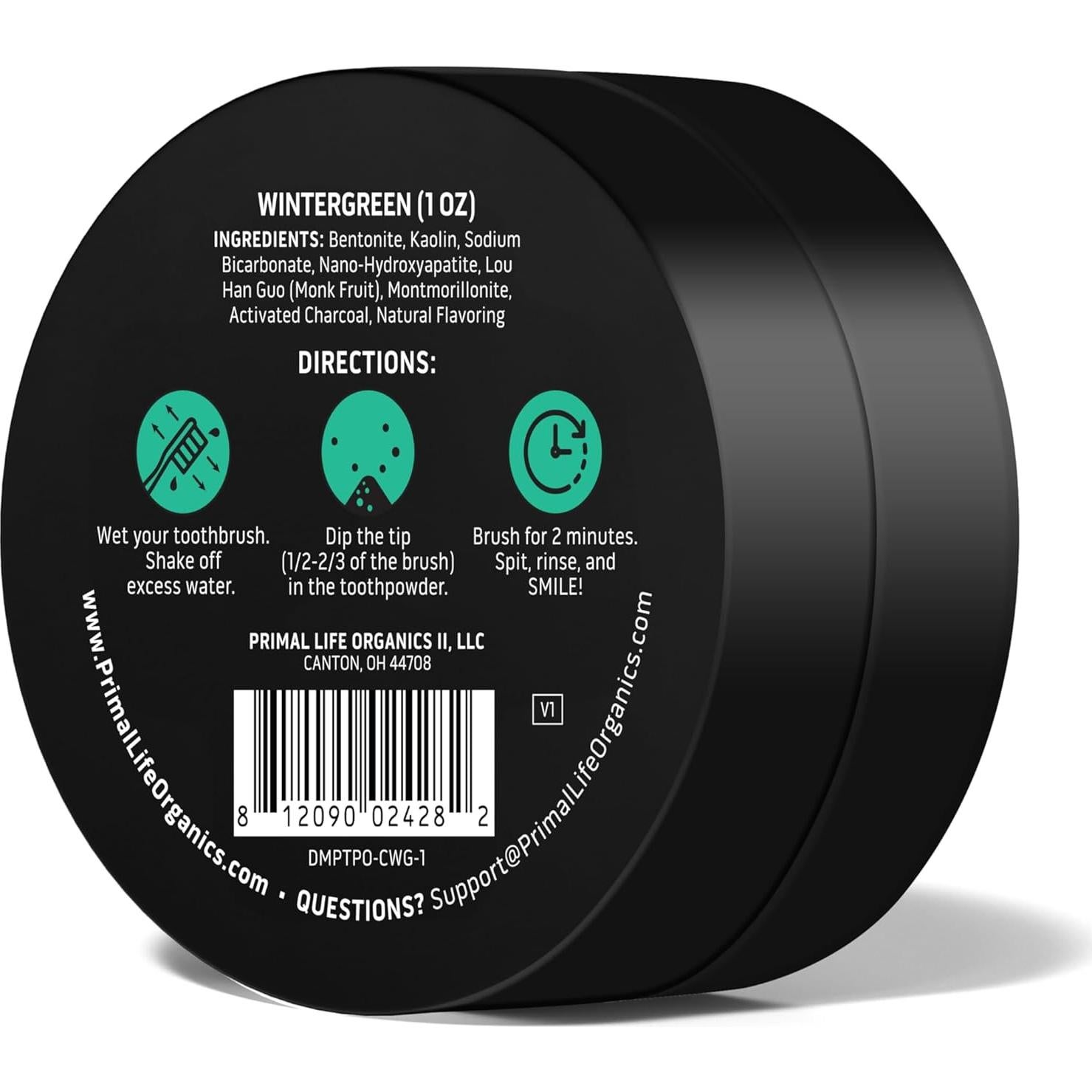 Polvo de Dientes Primal Life Organics 28.35 g Carbón Verde