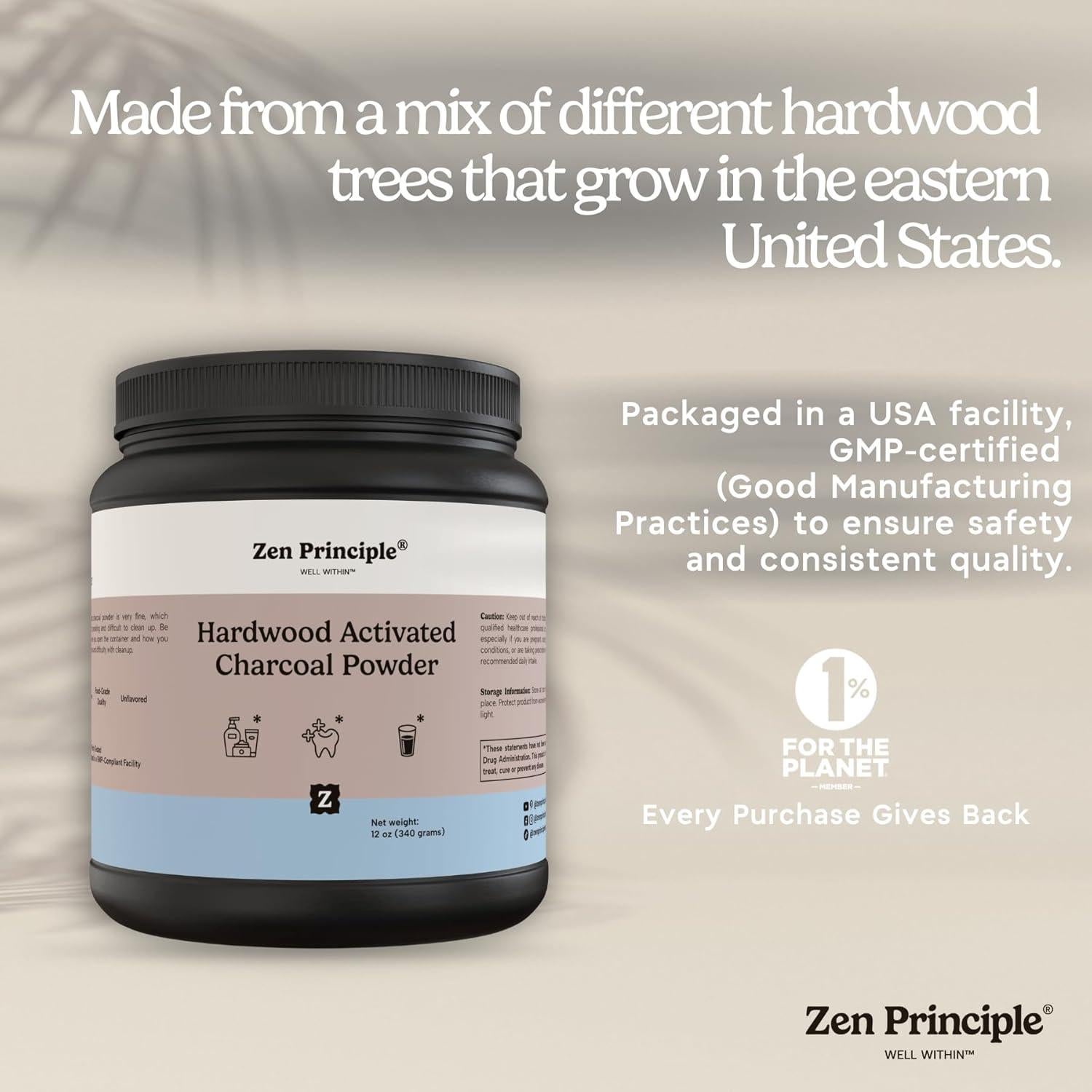 Polvo de Carbón Activado Zen Principle 340 g - Blanquea Dientes