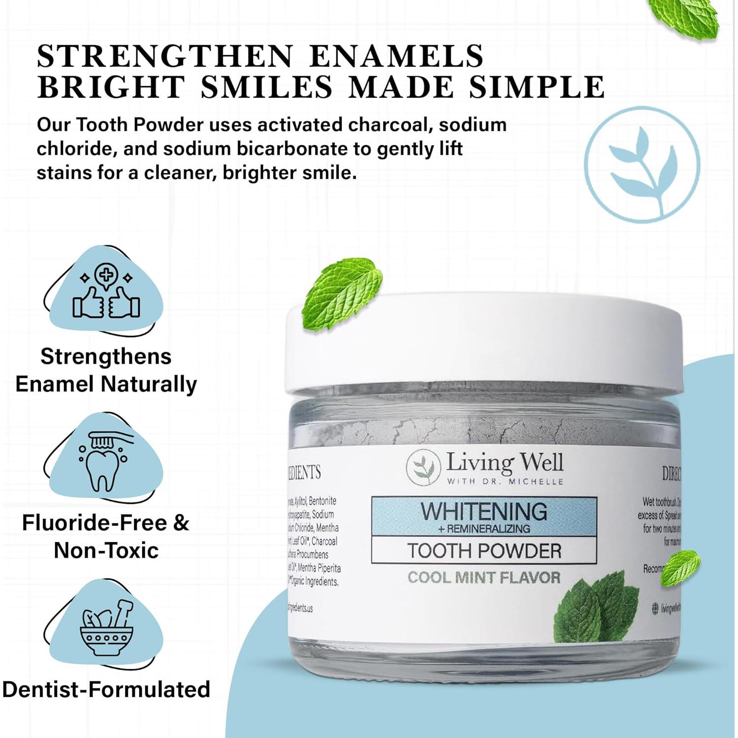 Polvo de Dientes Blanqueador y Remineralizante Menta 147g