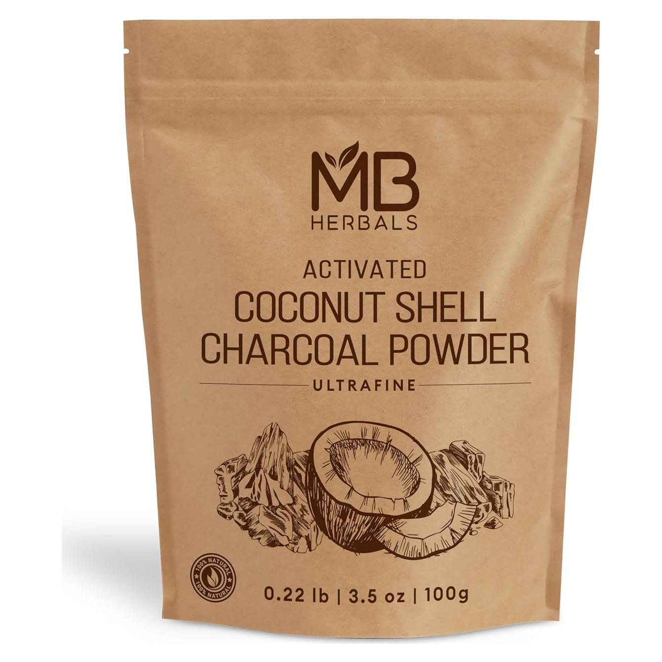 Polvo de Carbón Activado MB Herbals 100g Cáscara de Coco