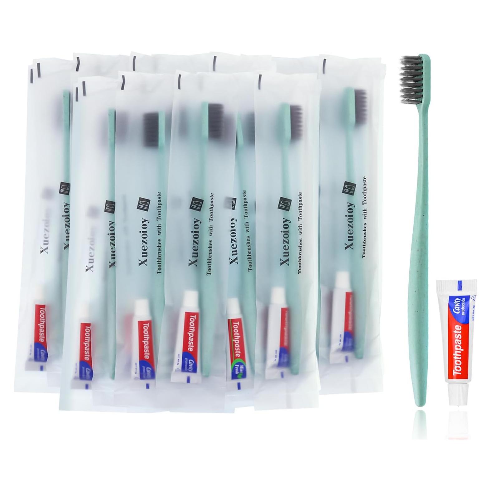 Cepillos de dientes desechables Xuezoioy con pasta - 60 unidades