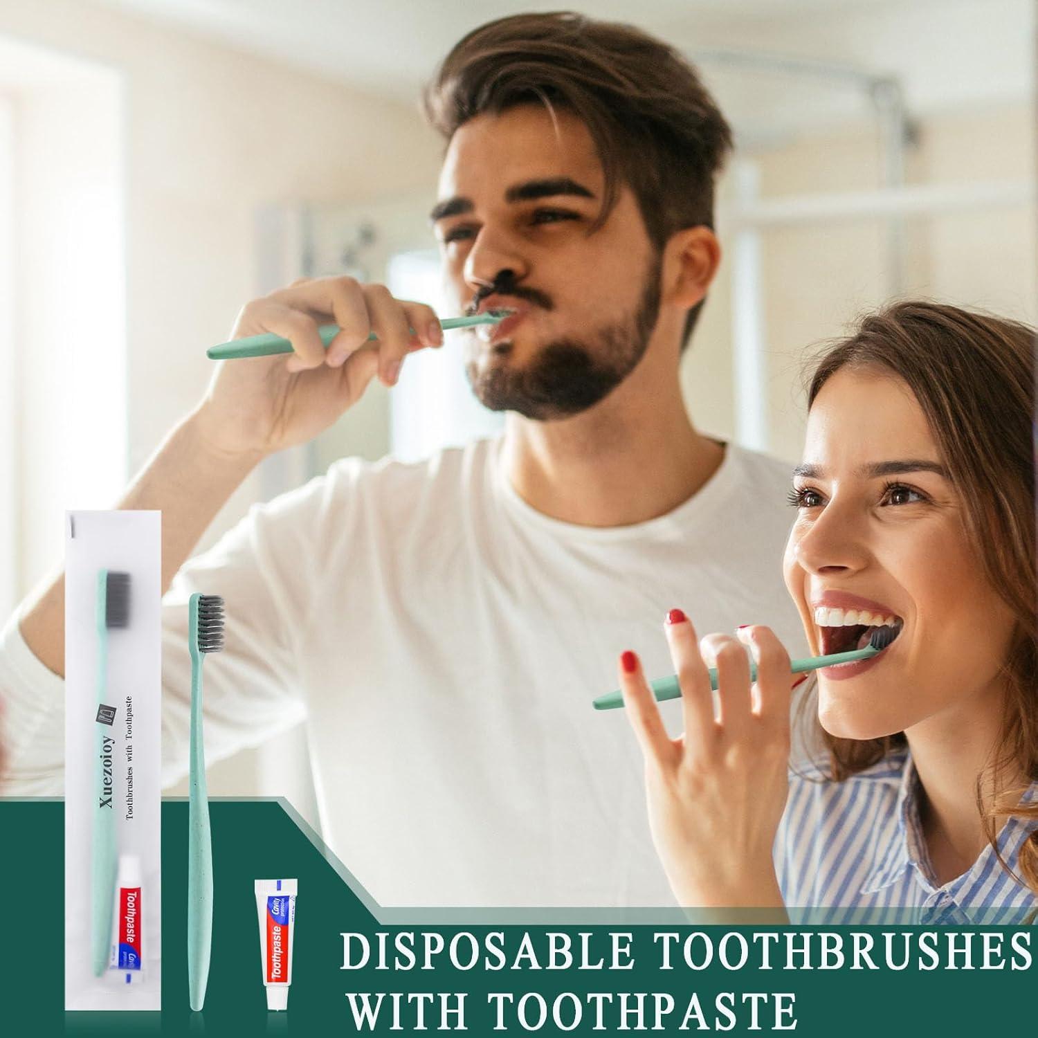 Cepillos de dientes desechables Xuezoioy con pasta - 60 unidades
