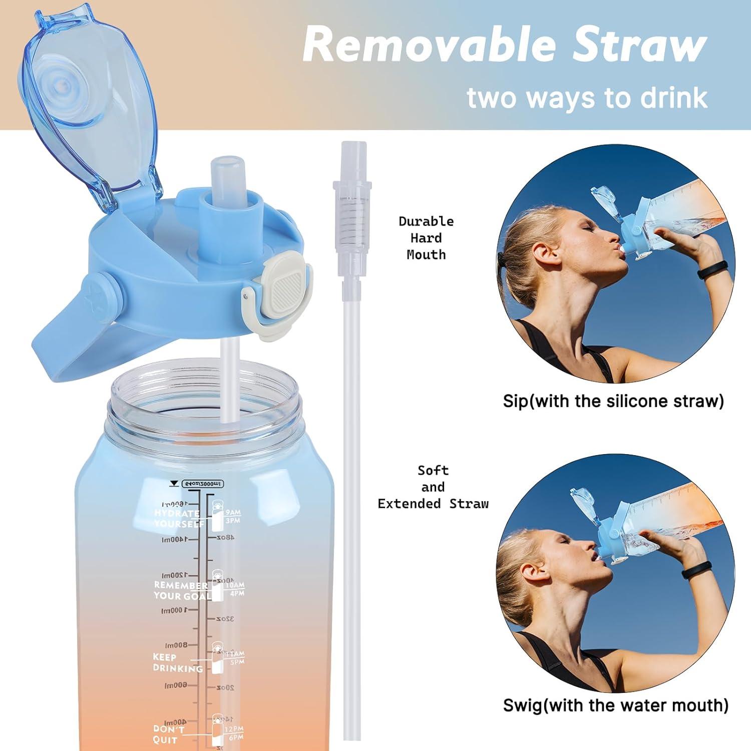 Botella de Agua Deportiva Omedecal 2000ml con Infusor y Pajilla