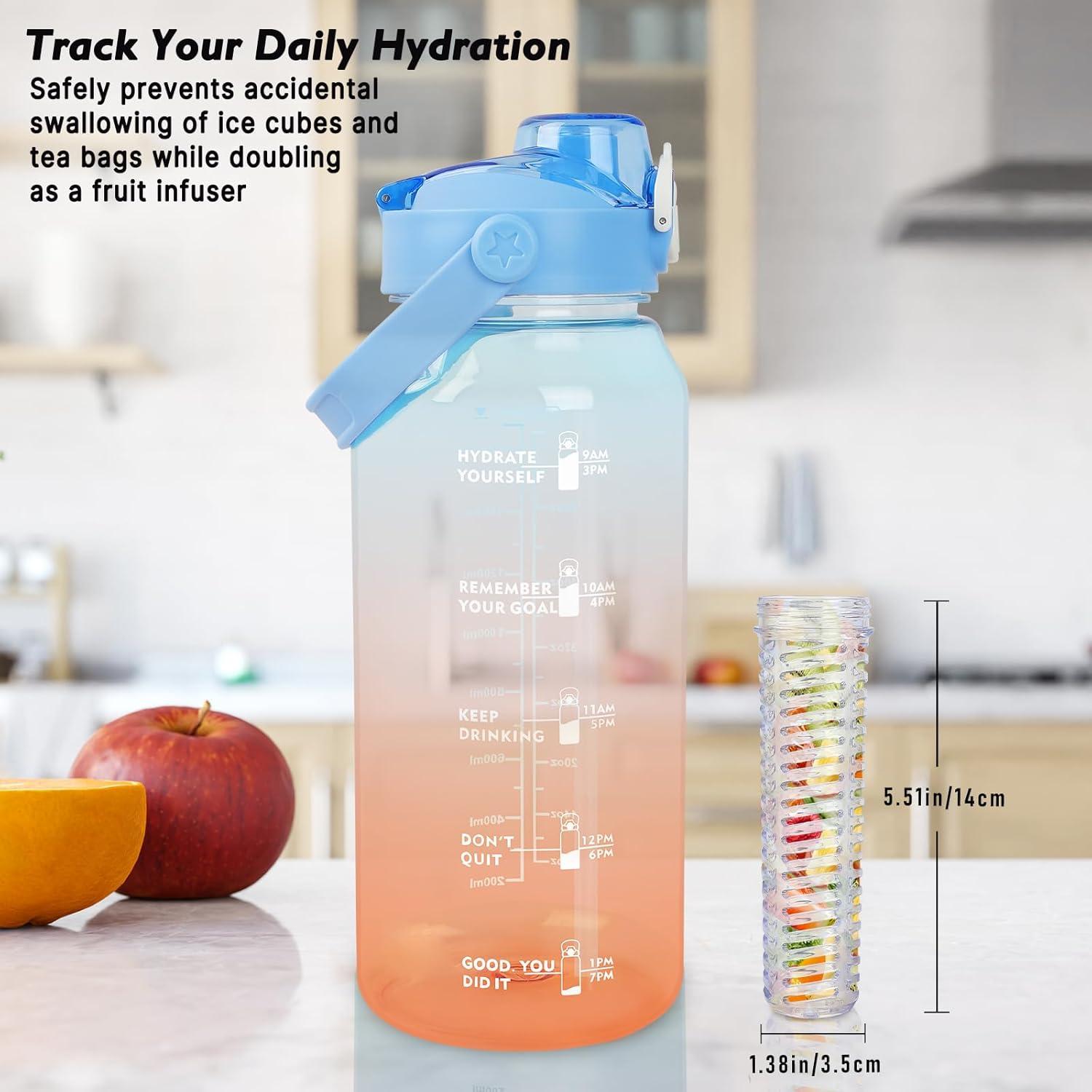 Botella de Agua Deportiva Omedecal 2000ml con Infusor y Pajilla