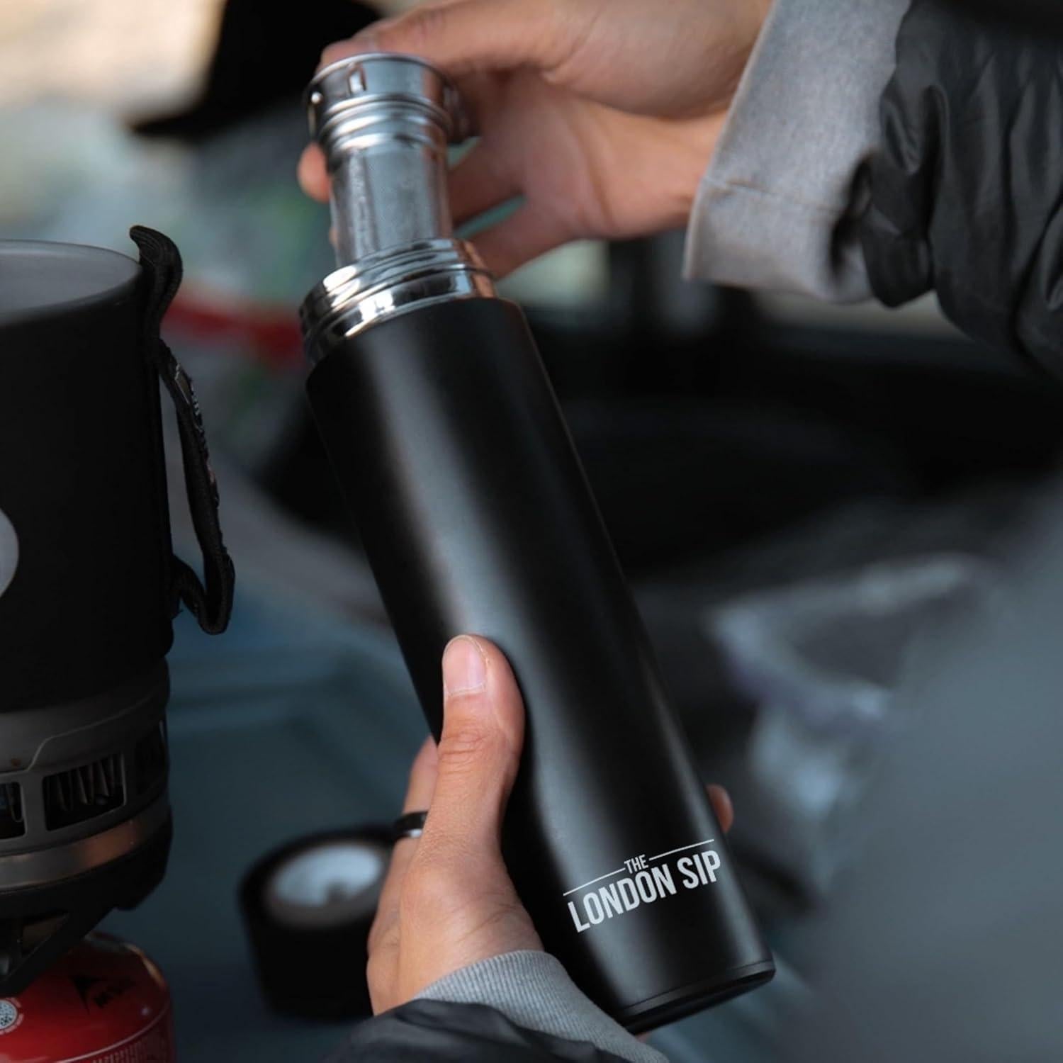 Botella Infusora de Té London Sip 750 ml Acero Inoxidable Negro