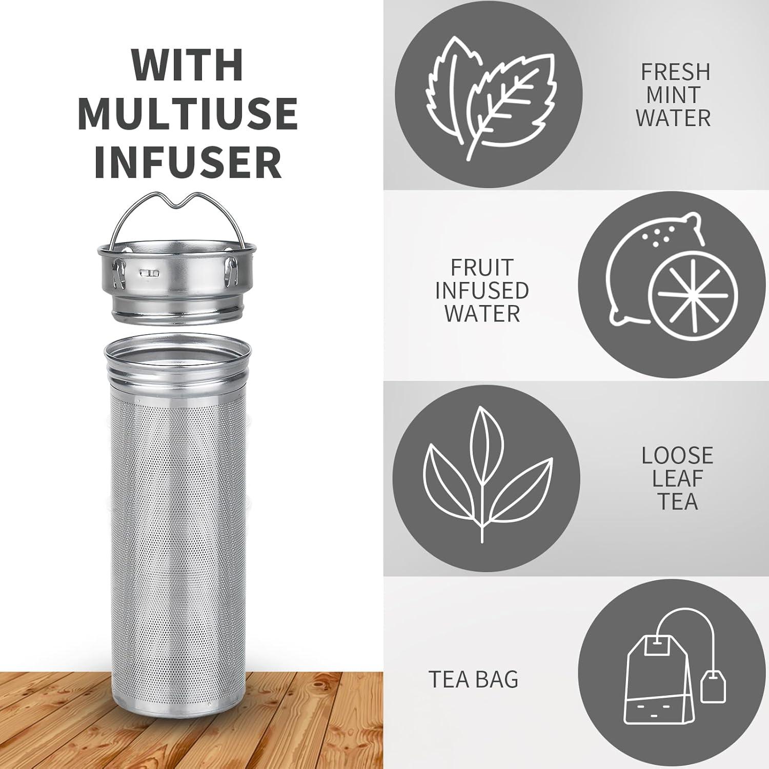 Botella de Agua de Vidrio Reeho 1L con Infusor y Funda Azul