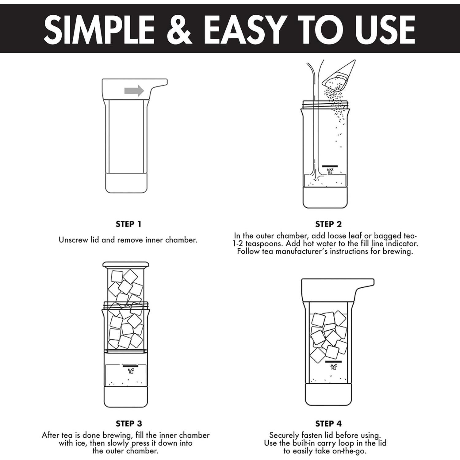 Primula Iced Tea Maker 16 oz Botella Infusora Negra