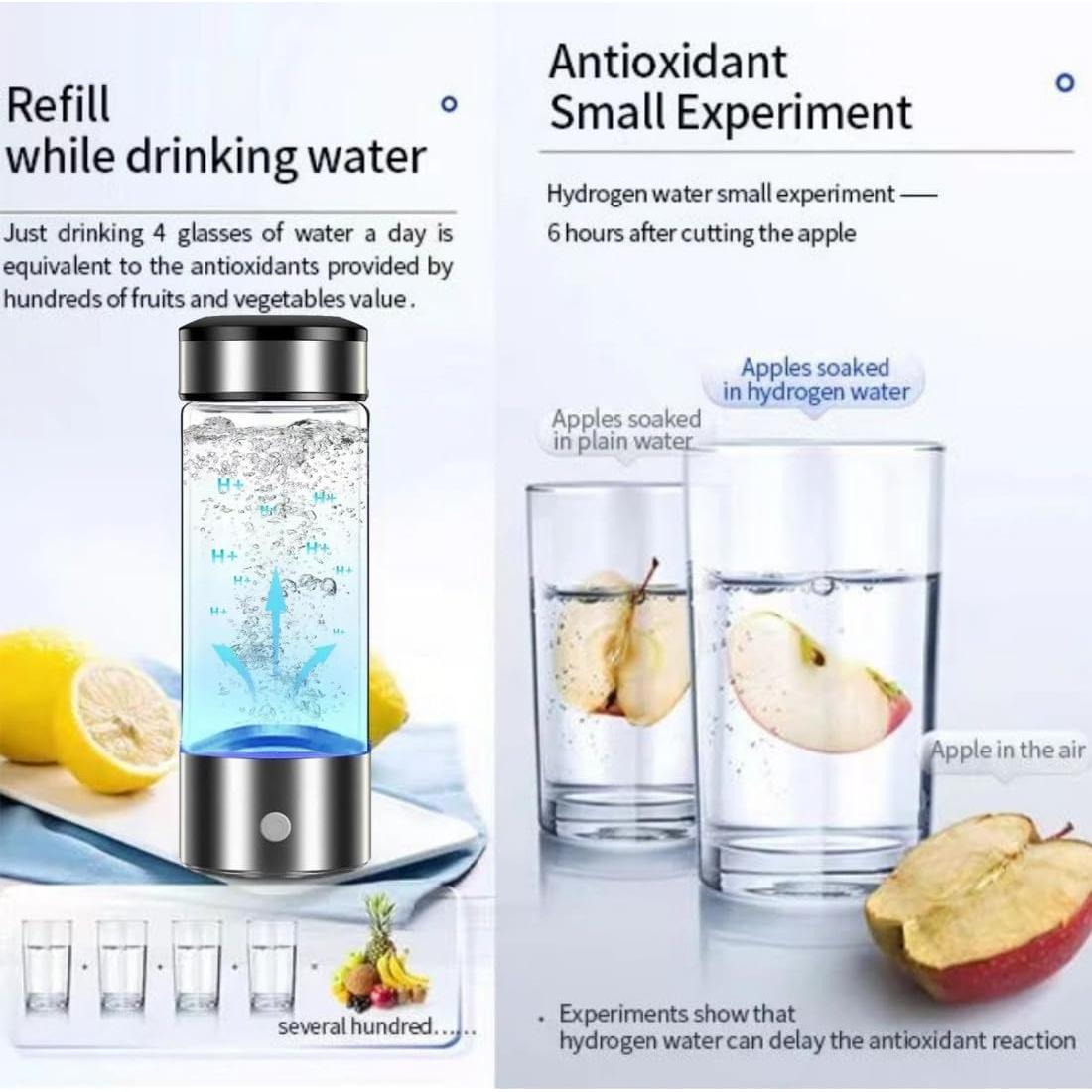 Botella de Agua de Hidrógeno YONGKANG 420ml Libre BPA Plata
