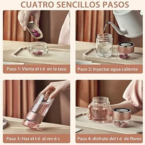 Botella Infusora de Té Yosoo 420ml Doble Pared Vidrio