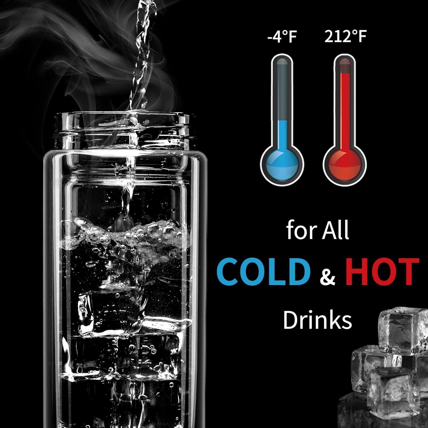 Botella Infusor de Té PARACITY 350ml Doble Pared a Prueba de Fugas