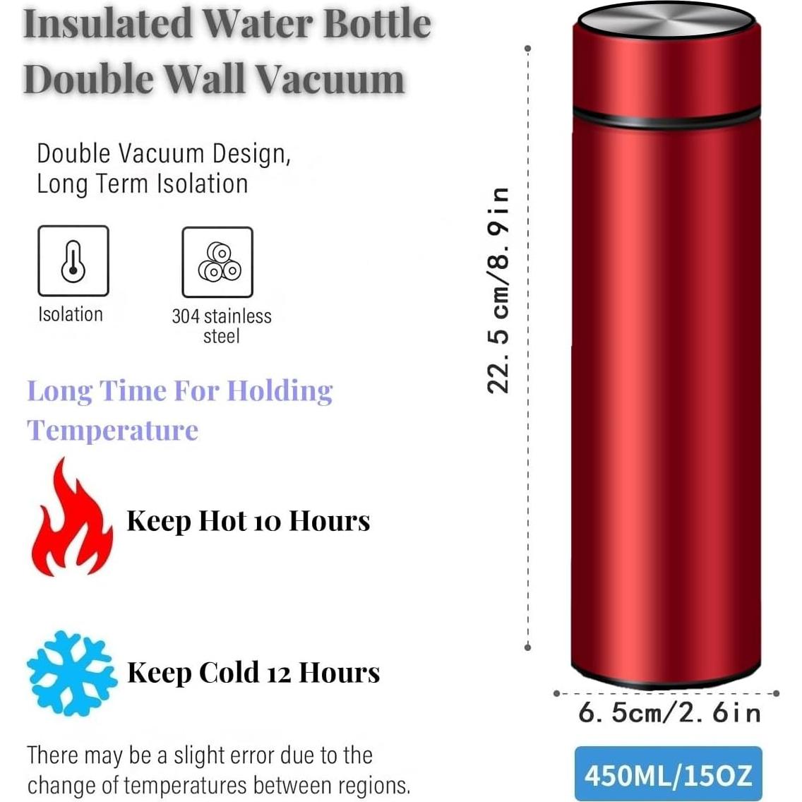 Botella Térmica de Acero Inoxidable ZMHQLPDZ 15 oz Roja