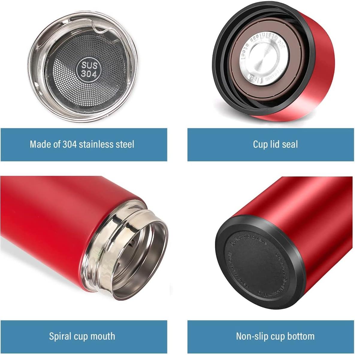 Botella Térmica de Acero Inoxidable ZMHQLPDZ 15 oz Roja