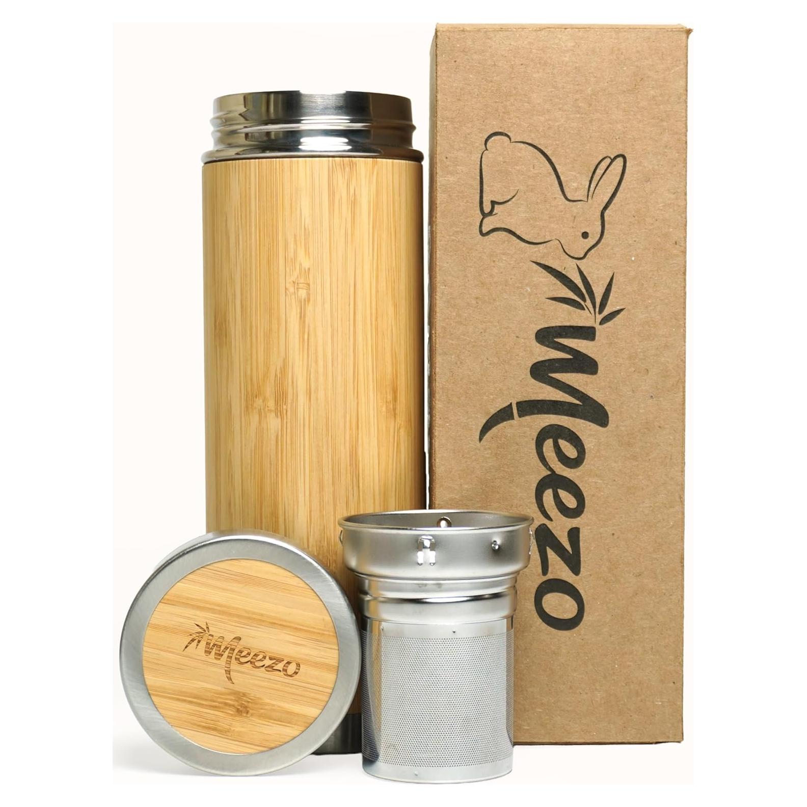 Botella de Agua de Bambú con Infusor de Té Meezo 450 ml