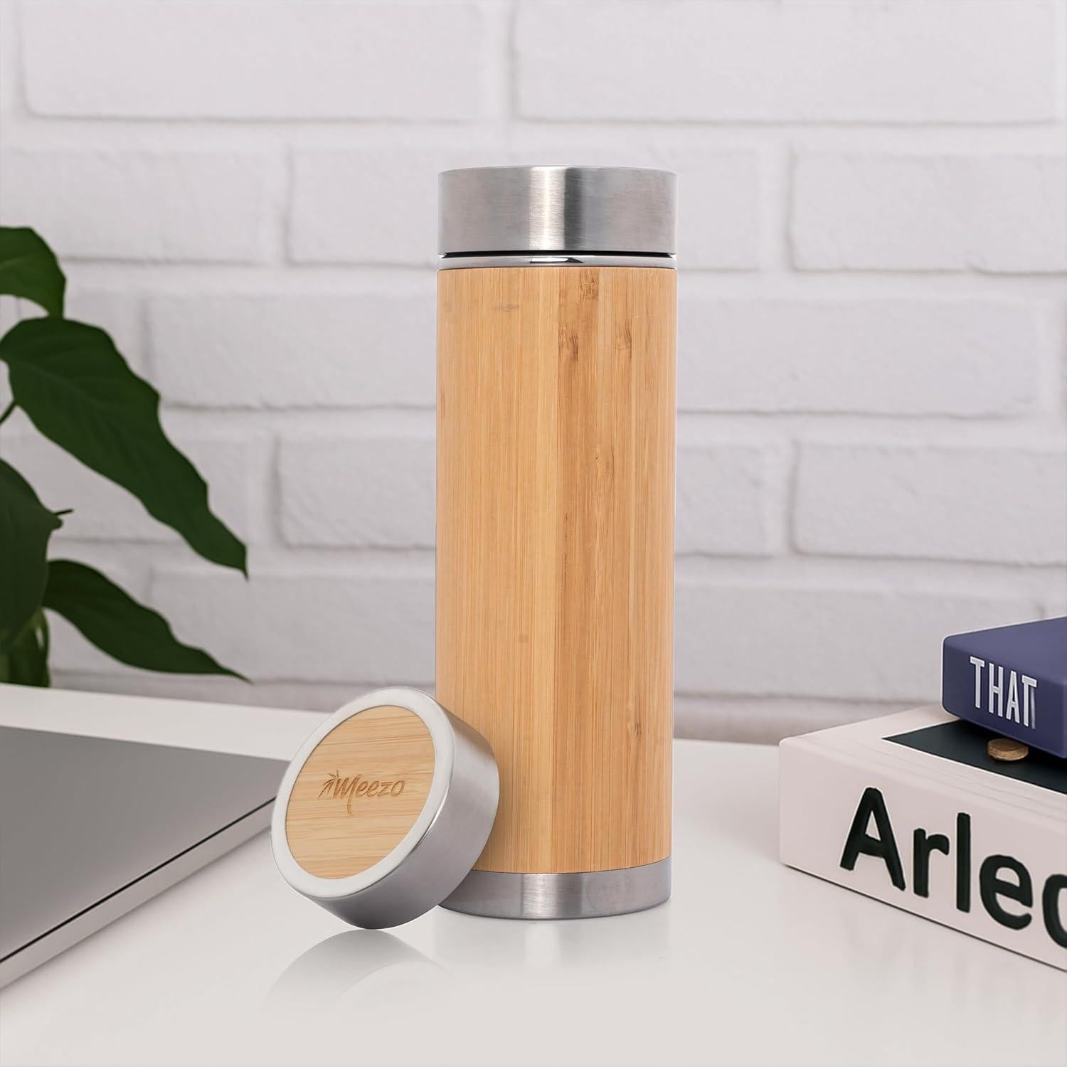 Botella de Agua de Bambú con Infusor de Té Meezo 450 ml