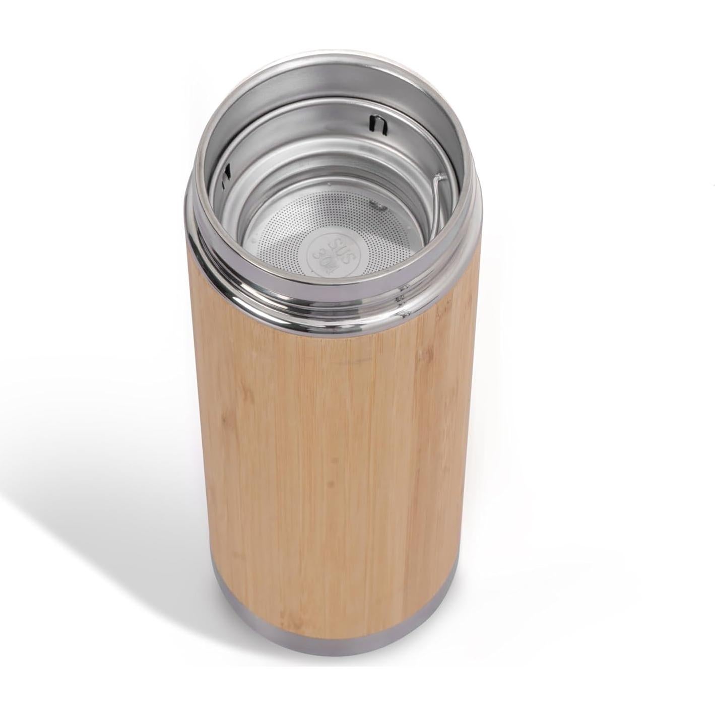 Botella de Agua de Bambú con Infusor de Té Meezo 450 ml