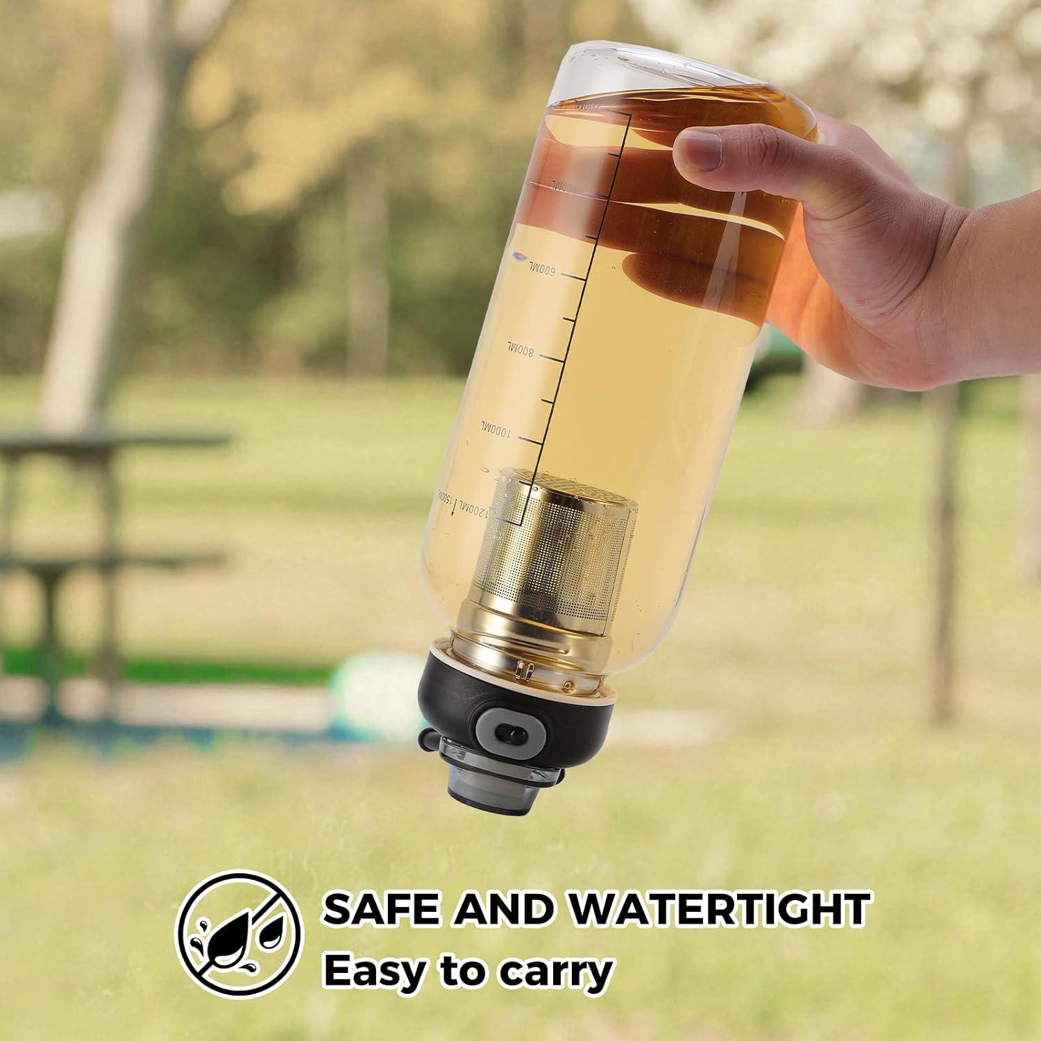 Botella de Agua de Vidrio 2L ZEMBSOYA con Pajilla y Asa