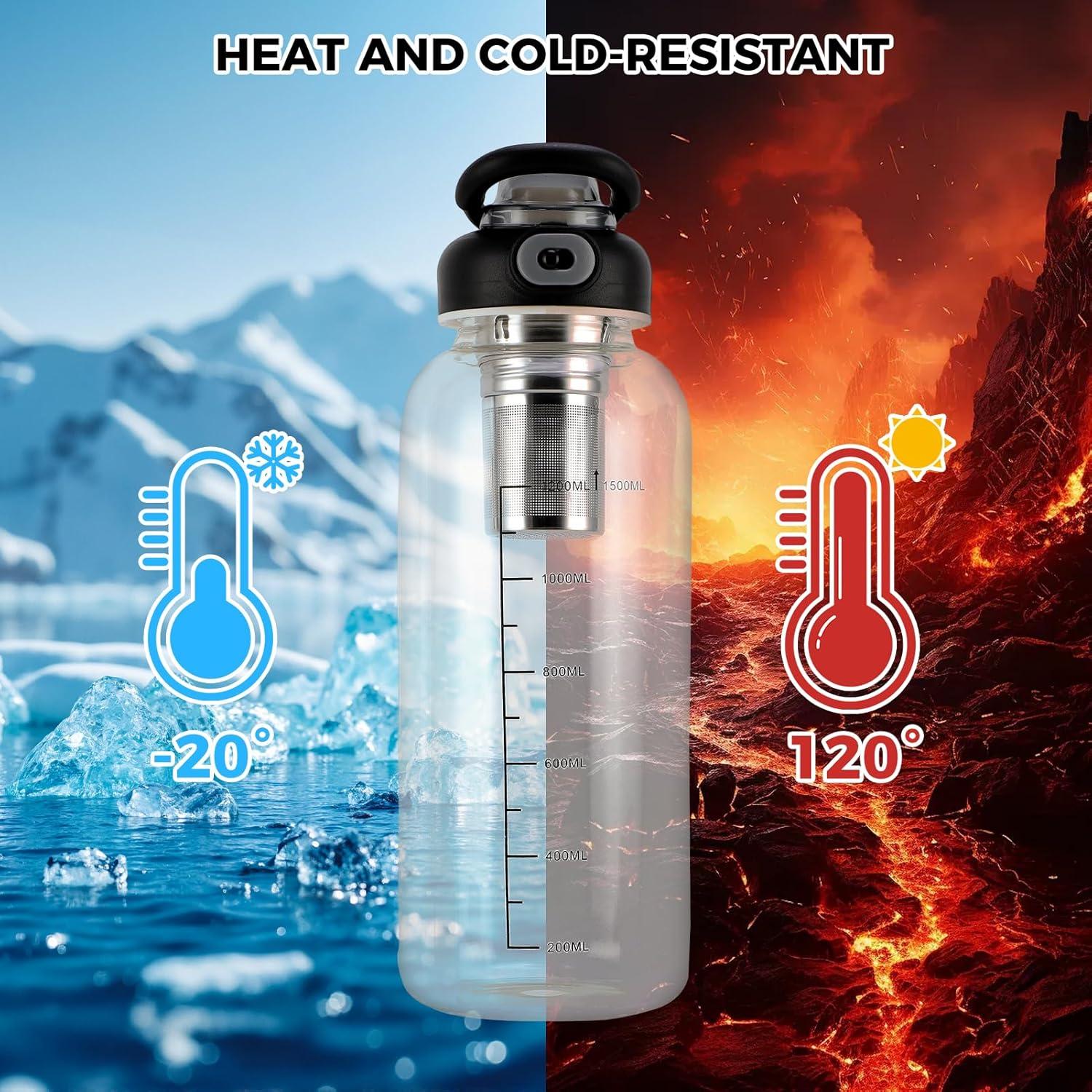 Botella de Agua de Vidrio 2L ZEMBSOYA con Pajilla y Asa