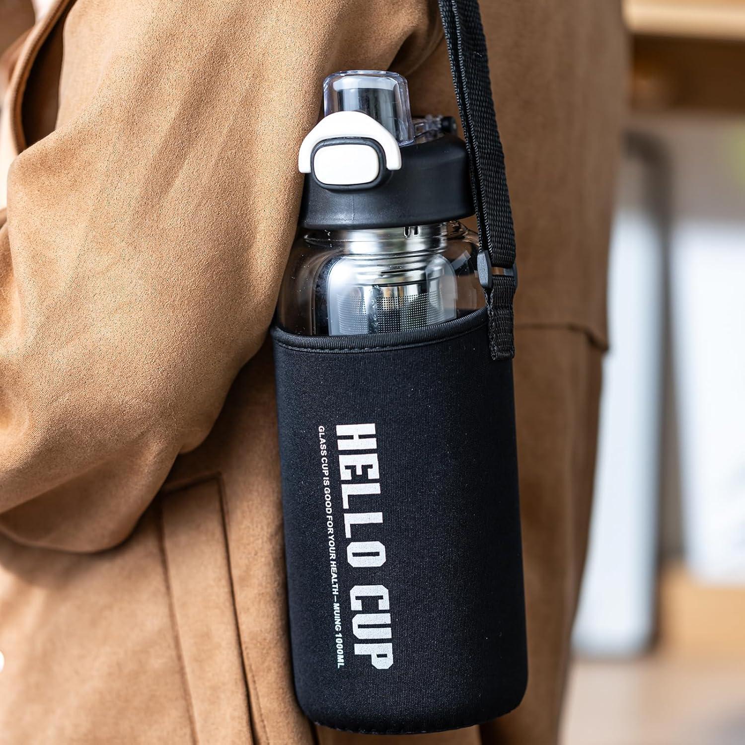 Botella de Agua de Vidrio 1L Wangsdjy con Pajilla y Infusor