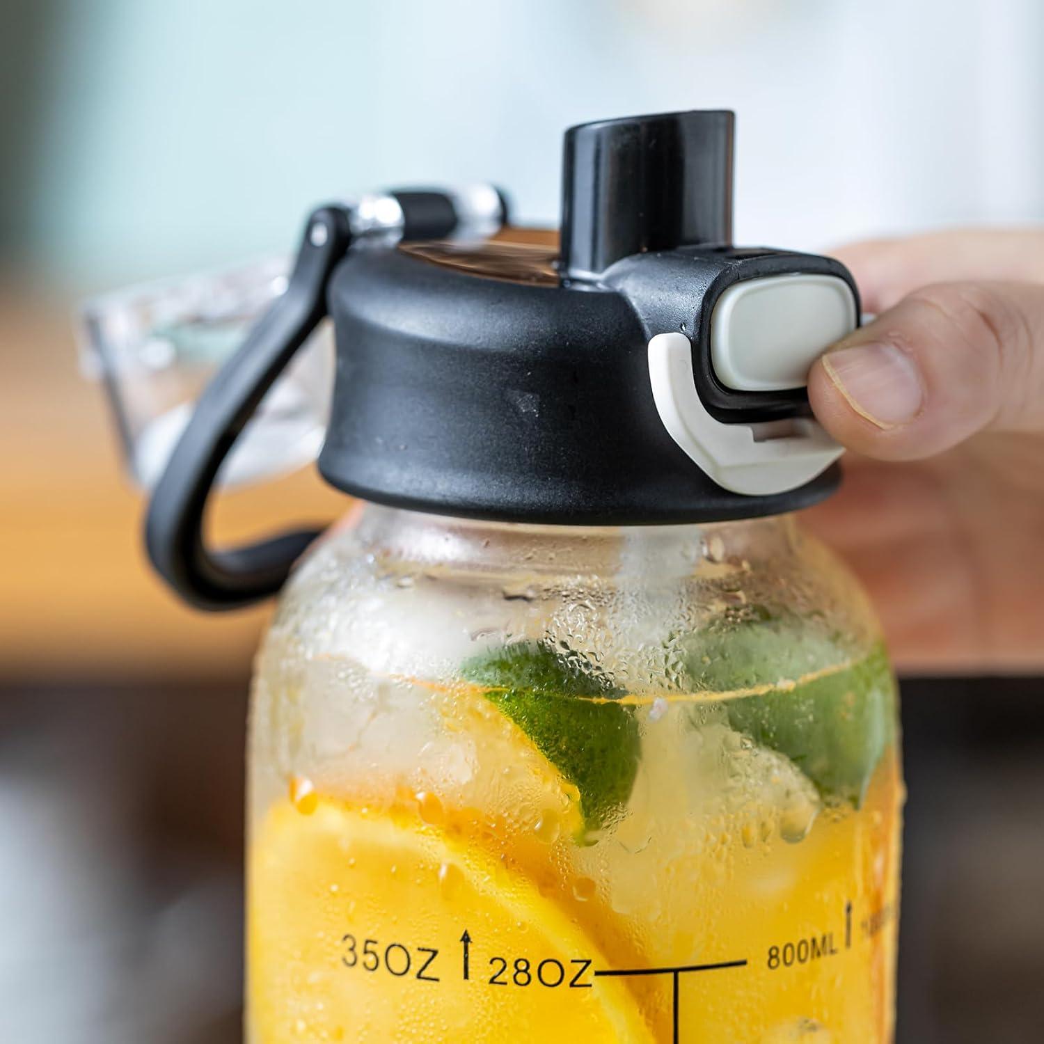 Botella de Agua de Vidrio 1L Wangsdjy con Pajilla y Infusor