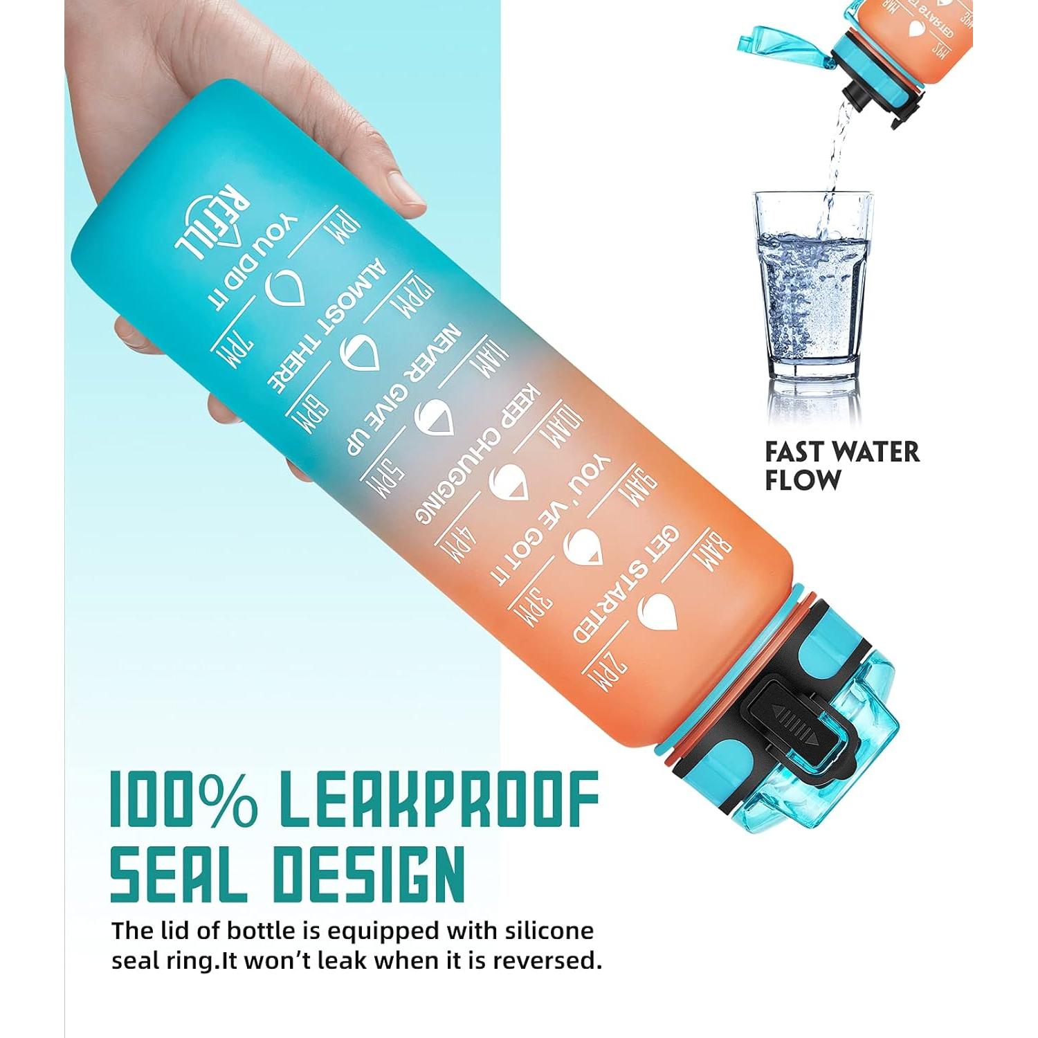 Botella de Agua Motivacional MEITAGIE 1L Antifugas BPA Libre