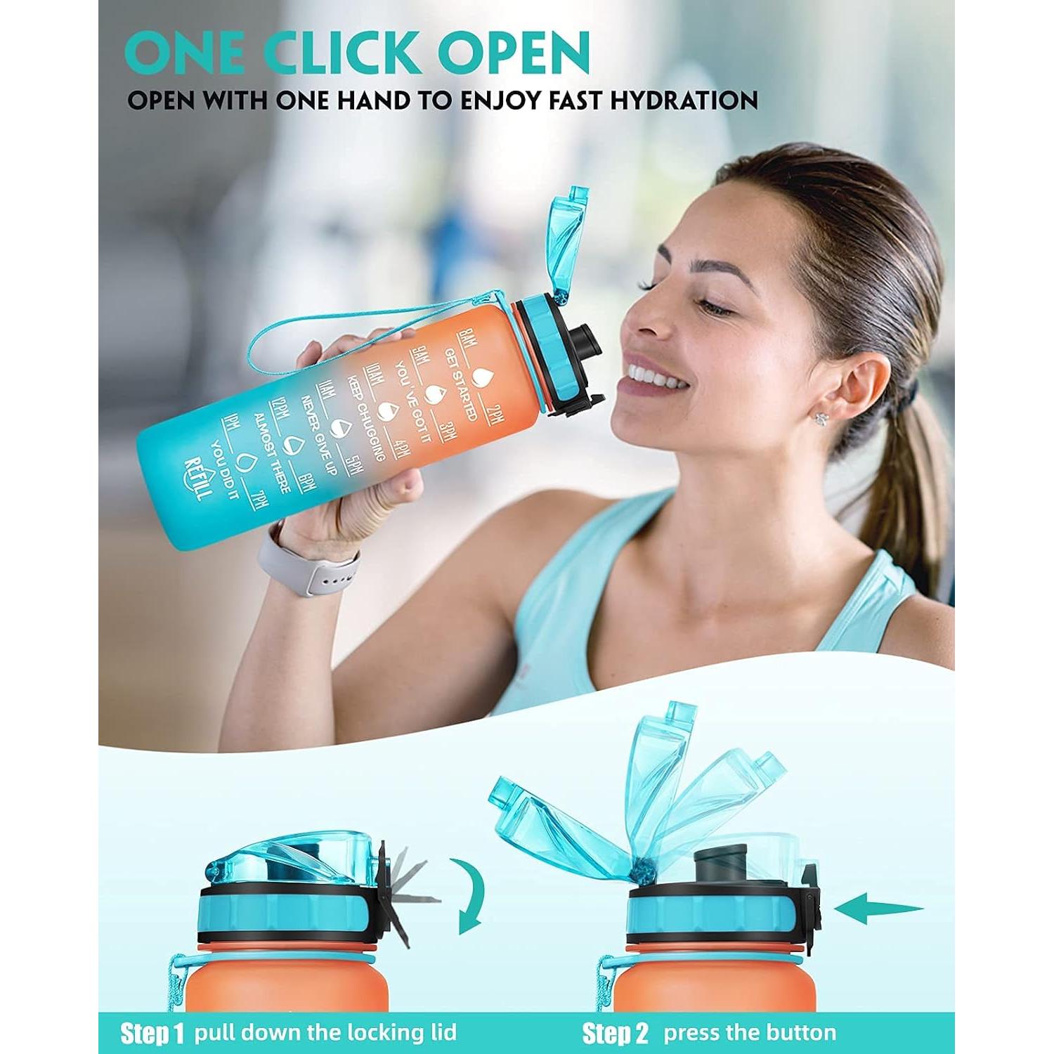 Botella de Agua Motivacional MEITAGIE 1L Antifugas BPA Libre