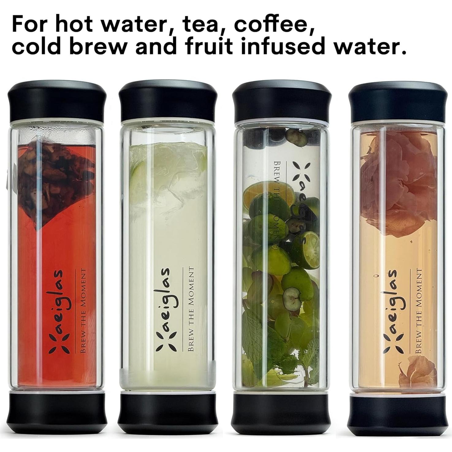 Botella de Té Xaeiglas 400ml con Infusor Acero Inoxidable