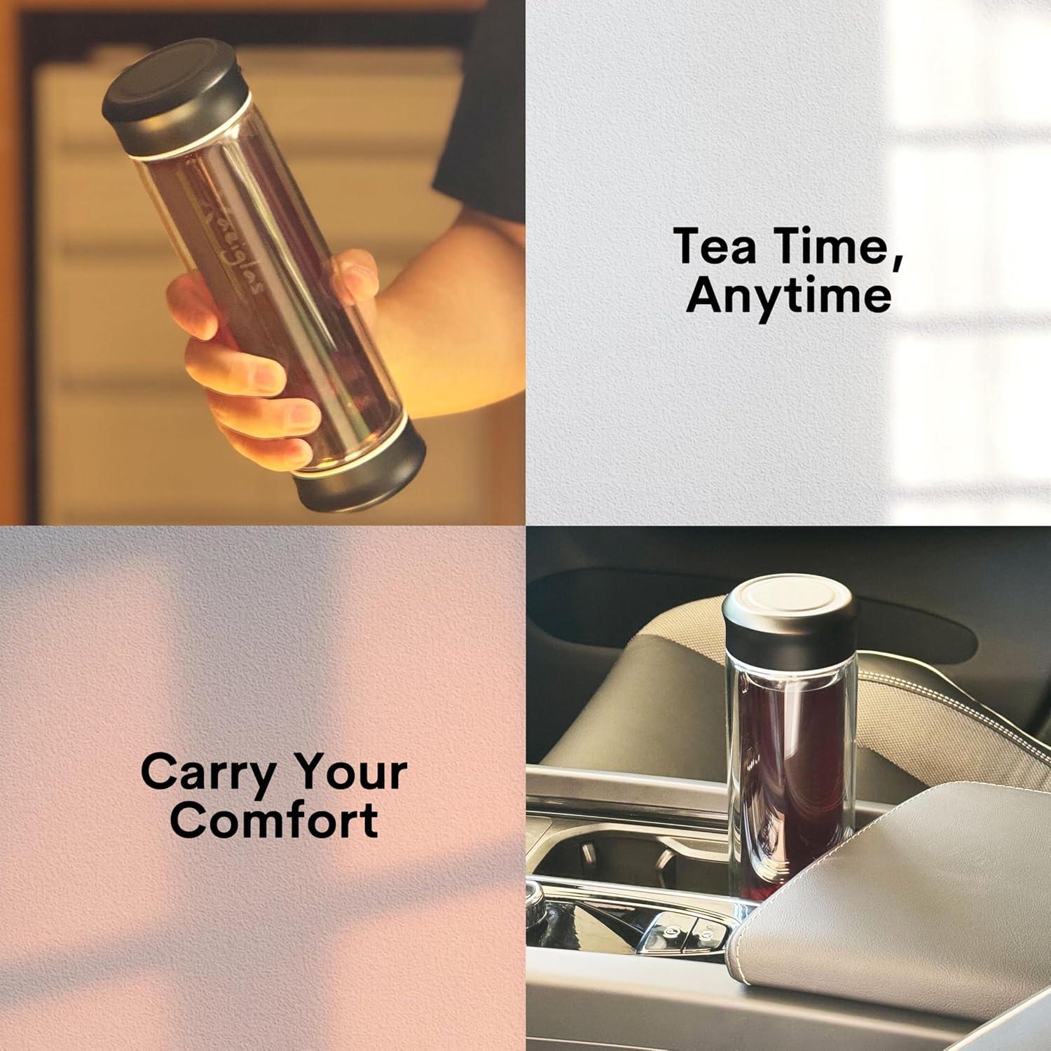 Botella de Té Xaeiglas 400ml con Infusor Acero Inoxidable