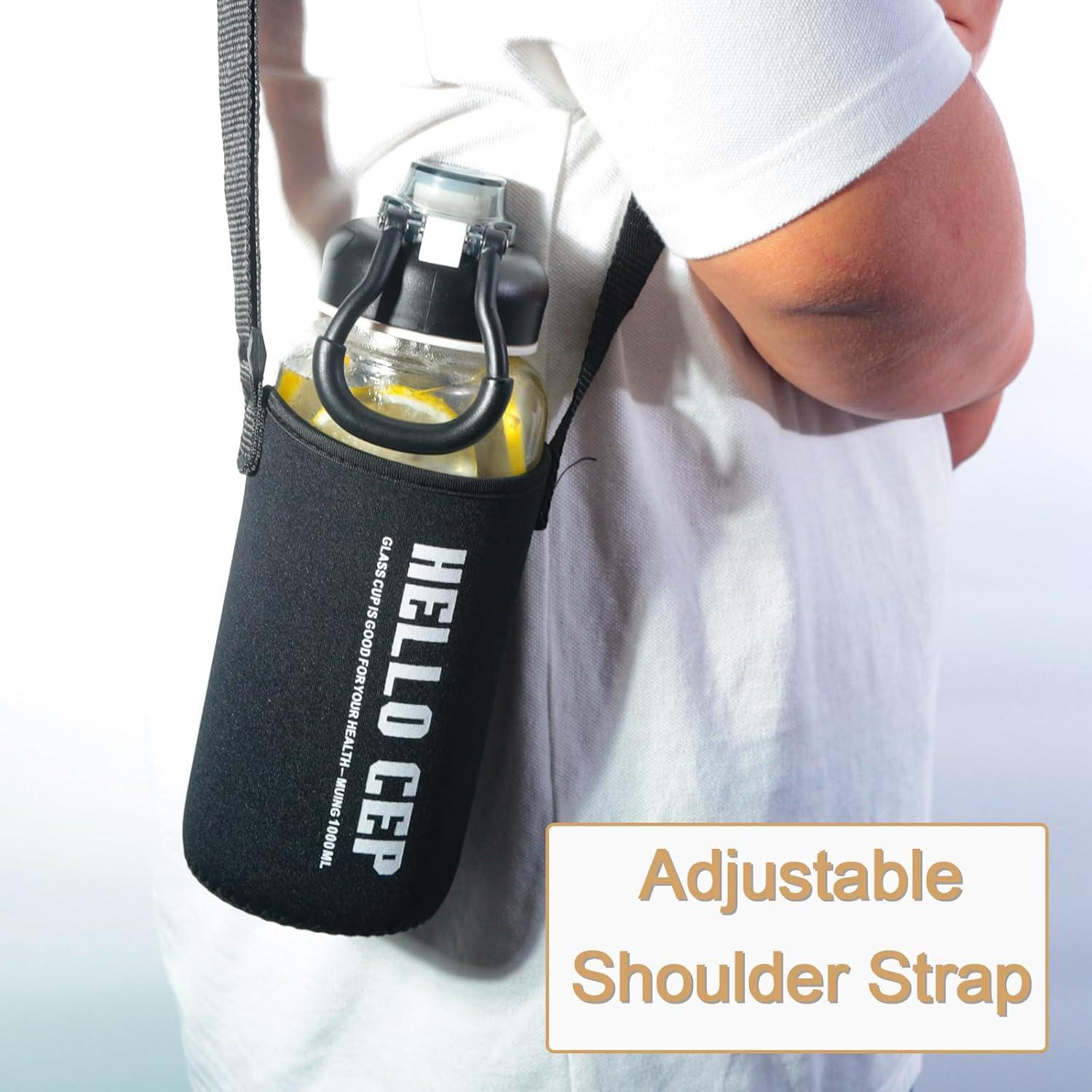 Botella de Agua de Vidrio Borosilicato DNIENKGE 1009ml a Prueba de Fugas