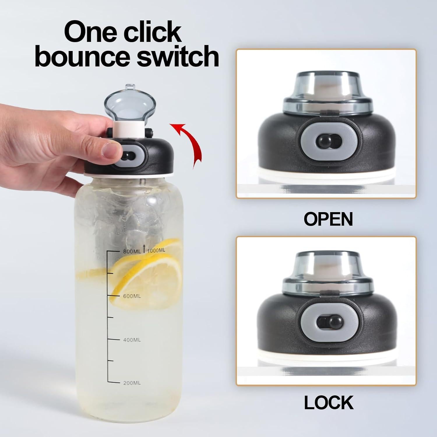 Botella de Agua de Vidrio Borosilicato DNIENKGE 1009ml a Prueba de Fugas