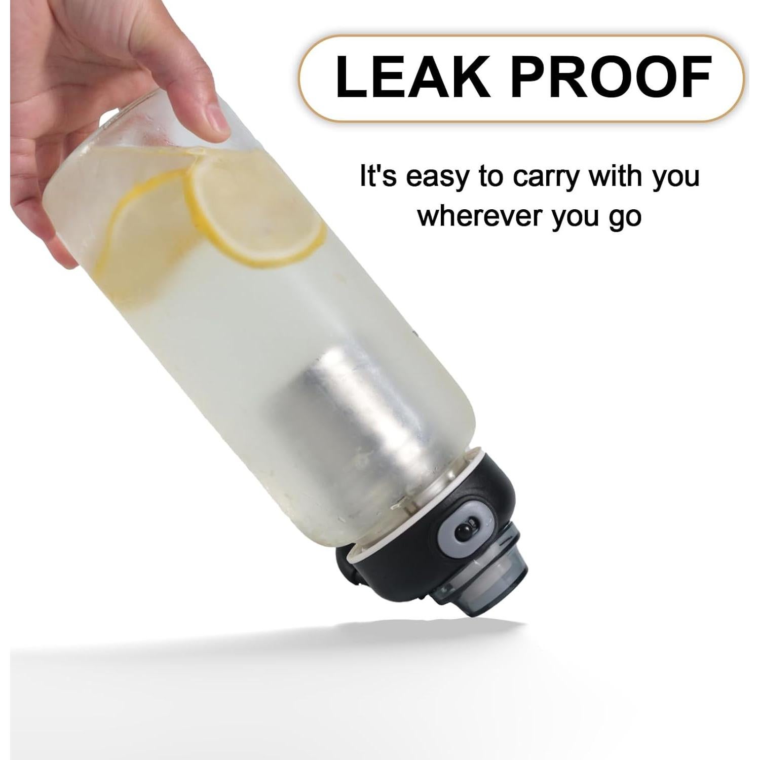 Botella de Agua de Vidrio Borosilicato DNIENKGE 1009ml a Prueba de Fugas