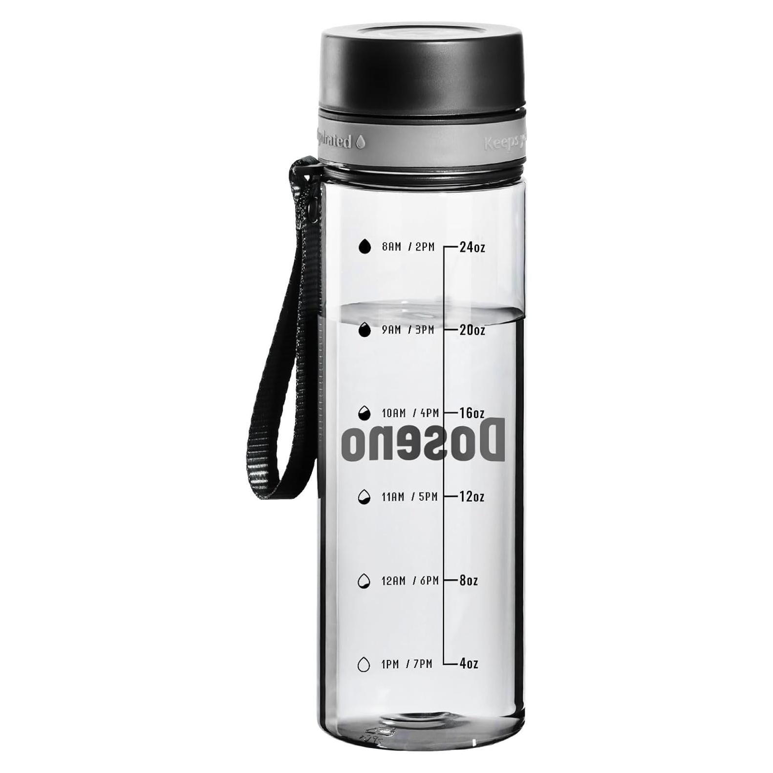Botella de Agua Reutilizable Doseno 28Oz Negra con Marcador