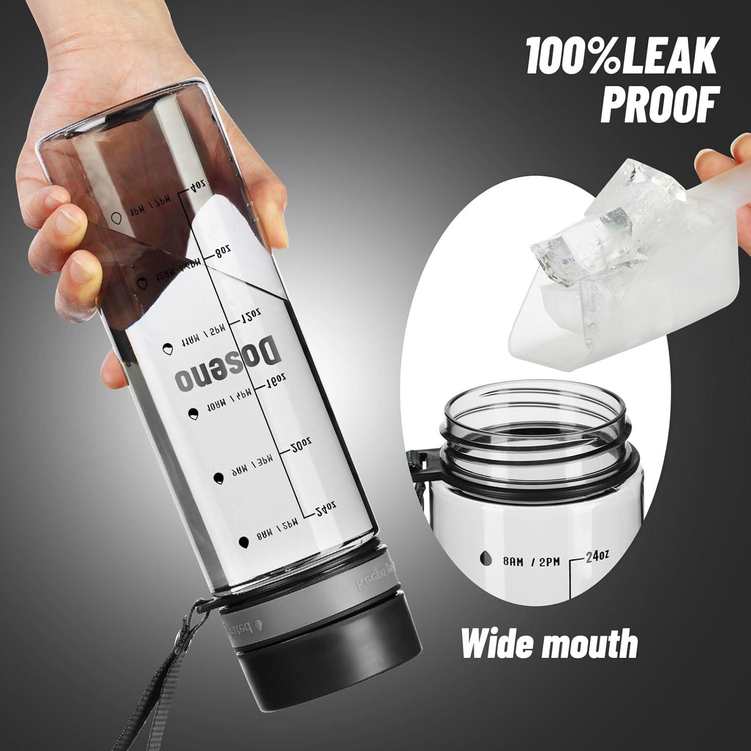 Botella de Agua Reutilizable Doseno 28Oz Negra con Marcador