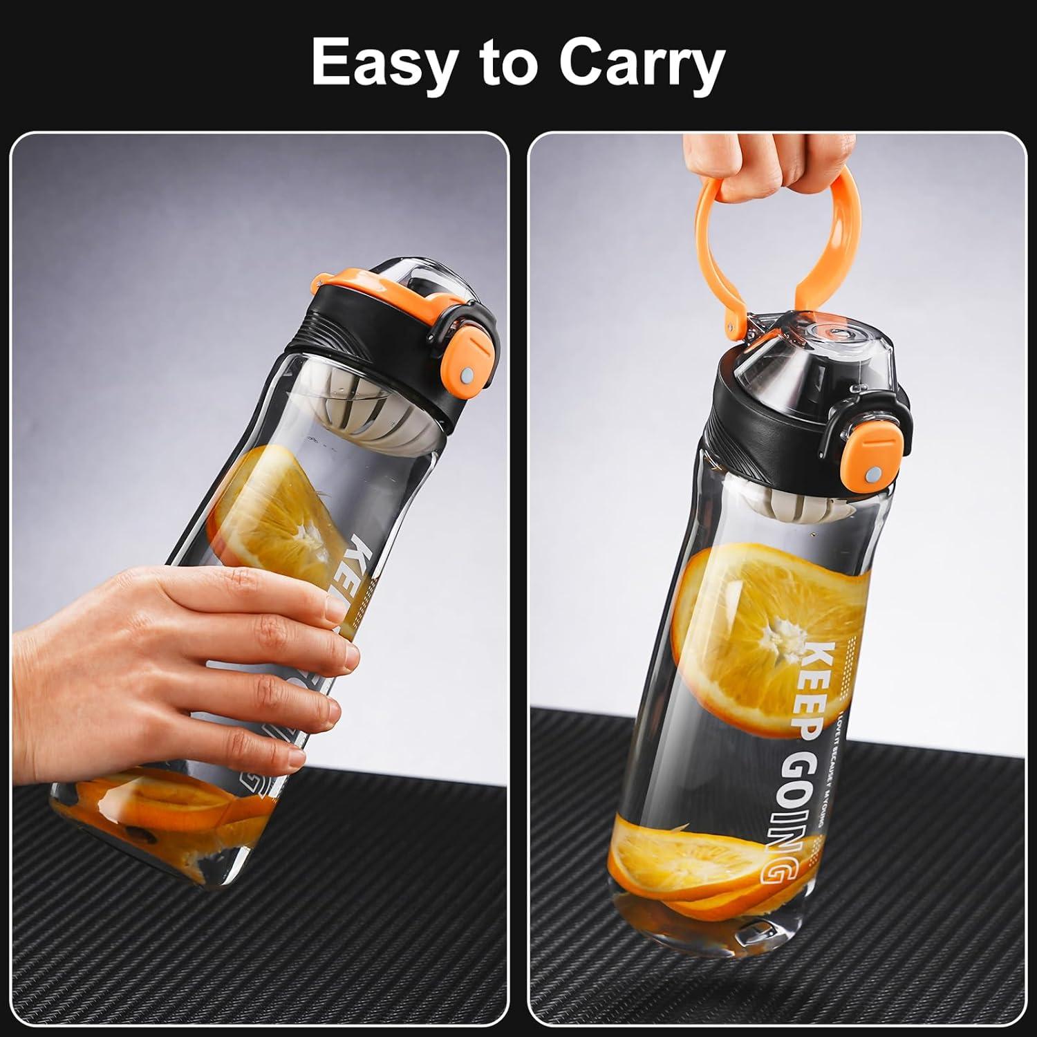 Botella de Agua Reutilizable Doseno 800 ml Negra con Filtro