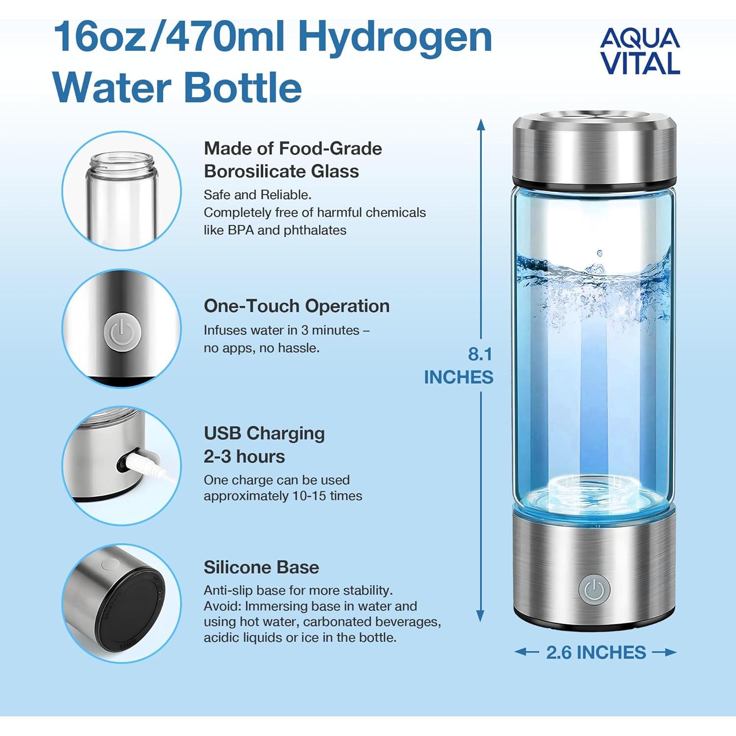 Botella de Agua Hidrogenada Aqua Vital 2025 470 ml USB-C